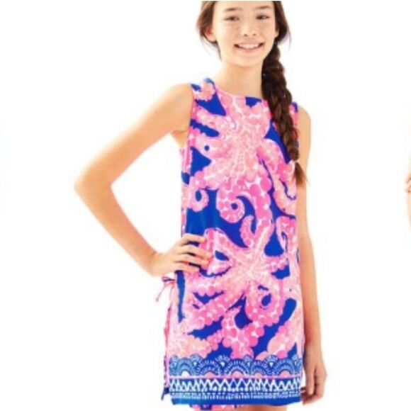 LILLY PULITZER Mini Donna Dress Ikat Blue M’ocean sz Large 8/10 - Picture 1 of 7